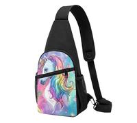 Rainbow Unicorn Printed Chest Bag Sling Bag for Men Women, Outdoor Crossbody Fanny Packs Hiking Chest Packs Sport Daypacks