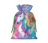 Rainbow Unicorn Printed Christmas Drawstring Gift Bags-Xmas Wrapping Bags,Candy Bag,For Holiday Party Decorations,Wedding Party Supplies S Green Christmas Ribbon