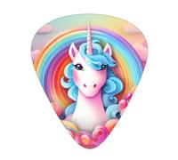 Rainbow Unicorn Printed guitar picks - three thicknesses: thin, medium and thick, suitable for electric guitar, bass and ukulele.