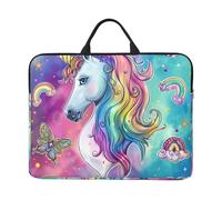 Rainbow unicorn Printed Laptop Sleeve 14 inch Protective Case, Waterproof Computer Case Bag with Handle for Men and Women