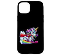 Rainbow Unicorn Ski Hero With Cape And Star Power Case for iPhone 15 Plus