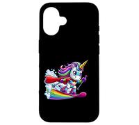 Rainbow Unicorn Ski Hero With Cape And Star Power Case for iPhone 16