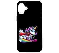 Rainbow Unicorn Ski Hero With Cape And Star Power Case for iPhone 16 Plus