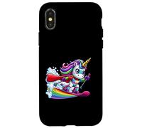 Rainbow Unicorn Ski Hero With Cape And Star Power Case for iPhone X/XS