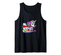 Rainbow Unicorn Ski Hero with Cape and Star Power Tank Top