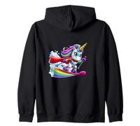 Rainbow Unicorn Ski Hero With Cape And Star Power Zip Hoodie
