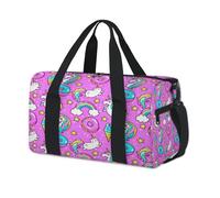 Rainbow Unicorn Sports Duffel Bag Unicorn Donut Weekend Overnight Bag Tote Holdall Casual Travel Gym Duffel Bags for Kids Girls Boys Women Men