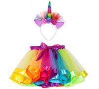 Rainbow Unicorn Tutu Skirt Girls Unicorn Headband Outfits for Kids Girls Birthday Party Gifts Princess Dress Up Ballet Dance Skirt Set