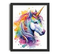 Rainbow Unicorn Wall Print Unicorn Art Cute Nursery Poster Picture Unicorn Print Poster A5 - Wall Art Home Decor Movie Poster Canvas Film Cinema Retro Vintage Cult Classic Nostargic Saga Modern repri
