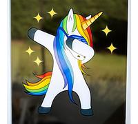 Rainbow Unicorn Window Cling Sticker - Double Sided Dabbing Unicorn Gifts For Girls