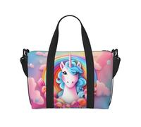 Rainbow Unicorn Women's Hand-held Crossbody Travel Bag, Casual Handbag with Zipper, Suitable for Work, Travel, Fitness, Travel