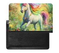 Rainbow Unicorns Butterfly Printed Passport Holder Cover PU Leather Travel Waterproof Slim Passport Wallet for Airport