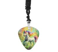Rainbow Unicorns Butterfly Trendy Guitar Pick Necklace Metal Pendant Jewelry Gift for Musicians Music Lovers