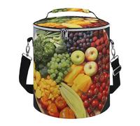 Rainbow Vegetable and Fruit Lunch Bag, 15L Portable Leakproof Picnic Basket with Shoulder Strap, Insulated Picnic Cooler Bag for Camping, Beach, Hiking & Groceries