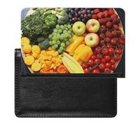Rainbow Vegetable And Fruit Passport Holder with 3 Card Slots, Portable PU Leather Travel Wallet, Slim Protective Cover for Passport, ID, Credit Cards