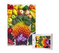 rainbow vegetable and fruit Printed Jigsaw Puzzle with Storage Box, Wooden Puzzle for Adults and Kids, 1000 Pieces Family Fun Decorative Game