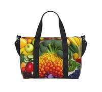 Rainbow Vegetable and Fruit Printed Travel Duffel Bag for Women Men - Weekend Overnight Bags with Adjustable Shoulder Strap and Handle
