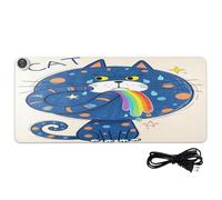 Rainbow Vomit Cat Funny Cute Leather Heated Mouse Pad Gaming Mousepad 31.5 x 13 in Non Slip Desk Pads for Large Desk Gaming Accessories