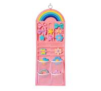 Rainbow Wall Bag Hair Clip Organizer, Hanging Storage, Bow Holder Decoration Display, Room Accessories System | Kids Girls Headband Jewelry Scrunchies Glasses