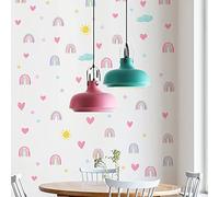 Rainbow Wall Decor Stickers 72 PCS Small Rainbow Wall Decal Watercolor Rainbow Heart Sun Star Wall Stickers for Girls Boys Baby Bedroom Nursery Wall Decor (Classic Style)