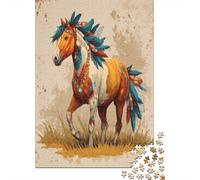 Rainbow Warrior Horse, Native American Style 38x26cm/1000pcs Erwachsenenpuzzle - Erwachsenenpuzzle DIY-Puzzlespielzeug