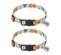 Rainbow Watercolor Map Dog Collar 2 Pack Collar for Cats Adjustable 10.6 to 17.1 Inches