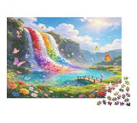 Rainbow Waterfall 1000 Piece Jigsaw Puzzle Paper Material for Adults Dreamlike Garden Scene Focus Booster Family Leisure Gift 70x50cm/1000pcs