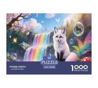 Rainbow Waterfall And Fox Jigsaw Puzzles for Adults Interesting Puzzle Game 1000 Jigsaws Brain Challenge for Adults Gifts 52x38cm/1000pcs