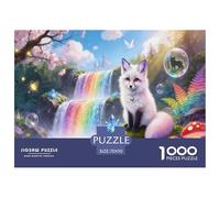 Rainbow Waterfall And Fox Jigsaw Puzzles for Adults Kids Interesting Puzzles 1000 Piece Brain Challenge Home Decoration Gifts 70x50cm/1000pcs