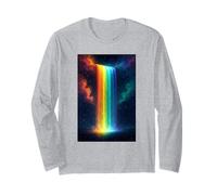 Rainbow Waterfall at Night Fantasy Landscape Dreamscape Long Sleeve T-Shirt