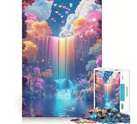 Rainbow Waterfall Dream Jigsaw Puzzles for Adults1000 Pieces Memory Boost Together Fun Image Assembly Art Collectible (38x26cm)