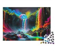 Rainbow Waterfall Fantasy 1000 Pieces Puzzles Beautiful View Rainbow Waterfall Home Decoration Decompression Jigsaw for Men And Women Challenging Puzzles Jigsaw Puzzles for Adults 38x26cm/1000pcs