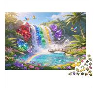 Rainbow Waterfall Fantasy Nature 1000 Piece Jigsaw Puzzle Paper Jigsaw Puzzle for Adults Relaxing Focus Home Decor Gift Family Game 38x26cm/1000pcs