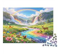 Rainbow Waterfall Forest 1000 Piece Jigsaw Puzzle Paper for Adults Scenic Nature Puzzle Game Relaxation Focus Family Decor Gift 52x38cm/1000pcs