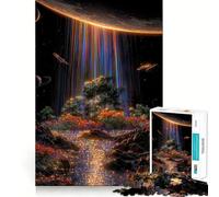 Rainbow Waterfall in Space Hard Jigsaw Puzzle for Adults 1000 Pieces Mind Puzzle Calm Relax Art Assembly (38x26cm)