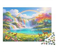 Rainbow Waterfall Landscape 1000 Piece Jigsaw Puzzle for Adults Paper Jigsaw Puzzle Scenic Nature Colorful Forest Family Relaxation Focus Gift 38x26cm/1000pcs