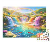 Rainbow Waterfall Landscape 1000 Piece Jigsaw Puzzle Paper for Adults Fantasy Nature Scene Focus Leisure Family Activity Gift Home Decor 70x50cm/1000pcs