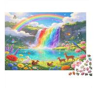 Rainbow Waterfall Scenic Forest 1000 Piece Jigsaw Puzzle Paper for Adults Nature Landscape Puzzle Game for Family Relaxation Gift 38x26cm/1000pcs