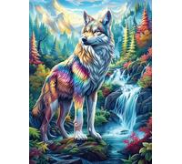 Rainbow Waterfall Wolf 300 Piece Pack DIY Jigsaw Puzzle Collectors Cognitive Development Educational Decorative Puzzle Gifts for Adults Premium Cardboard 300 PCS
