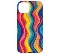 Rainbow Wave colors Stripe Case for Vibrant Flow design Art Case for iPhone 15 Plus