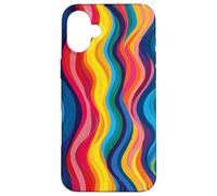 Rainbow Wave colors Stripe Case for Vibrant Flow design Art Case for iPhone 16 Plus