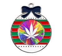 Rainbow Weeds Funny Christmas Pendant Charms Metal Hanging Xmas Tree Ornament Necklace Jewelry Trapezoid