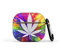 Rainbow Weeds Trendy Bluetooth Earbuds Protector with Keychain Wireless Earbud Case Covers Compatible with Airpods 3