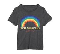 Rainbow We're Taking It Really Back Christian Bible Verse T-Shirt, Women's Plus, Dark Heather Grey, 2X