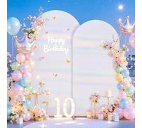 Rainbow White Arch Covers 7.2 and 6ft Sequin Sparkly Birthday Party Arch Backdrop Covers Set of 2 Spandex Shimmer Balloon Arch Stand Cover for Wedding Bridal Shower Baby Shower Photo Arches Background