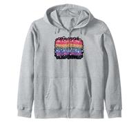 Rainbow Wildflowers Botanical Zip Hoodie