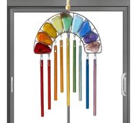 Rainbow Wind Chime, Decorative Pendant, 7.87 Inches Hanging Ornament with Lightweight Build, Colorful Outdoor Chime, Garden Decoration with Modern Look, Balcony Accessory for Patio and Yard