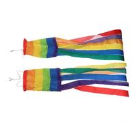 Rainbow Wind Socks 2 Pack, Large Polyester Wind Direction Indicator Bags For Garden Yard Decor, Vibrant Hanging Flags For Festival Outdoor Celebration, 15x100cm(A)