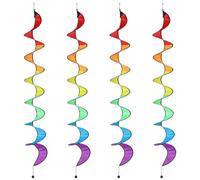 Rainbow Wind Spinner - 4 Pieces Outdoor Decor | Rainbow Windsock Streamers, Hangable Spiral Windmill For Garden Patio Porch Balcony Camping Holiday Wedding Party Yard Lawn Vibrant Colorful Accents