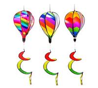 Rainbow Wind Spinner - Windsocks and Spinners | Garden Outdoor Spinners, Hanging Wind Spinners Hot Air Balloon | Garden Ornament with Hot Air Balloon, 3X Colorful